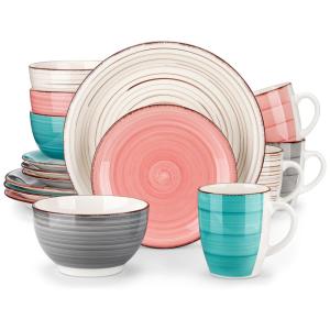 Aparelho de Jantar com 16 Peças Incluindo, Pratos, Bowls e Canecas em Cerâmica, Vancasso Bella, Colorido