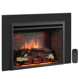 Lareira Elétrica de Embutir PuraFlame Preto Western com Som de Crepitar, Controle Remoto e Aquecedor 750/1500W 120V