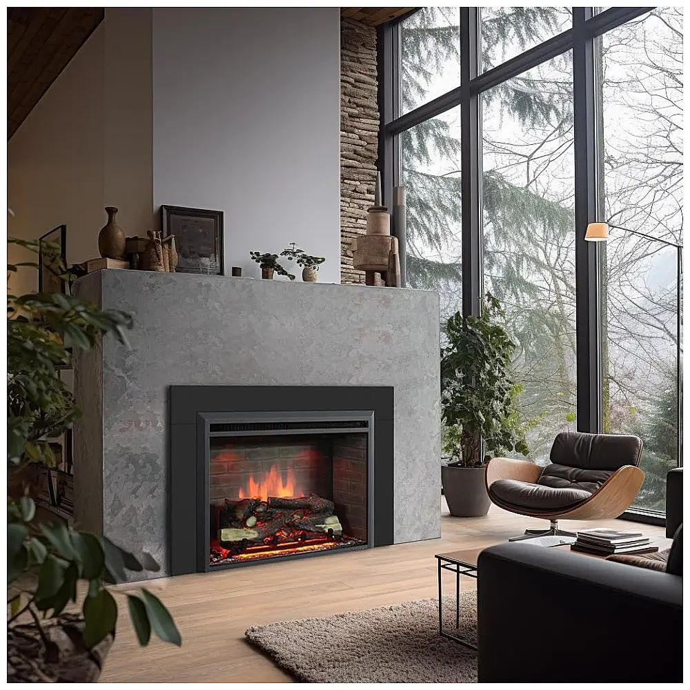 Lareira Elétrica de Embutir PuraFlame Preto Western com Som de Crepitar, Controle Remoto e Aquecedor 750/1500W 110V 112 cm(L)X 80 cm (A) — foto 2