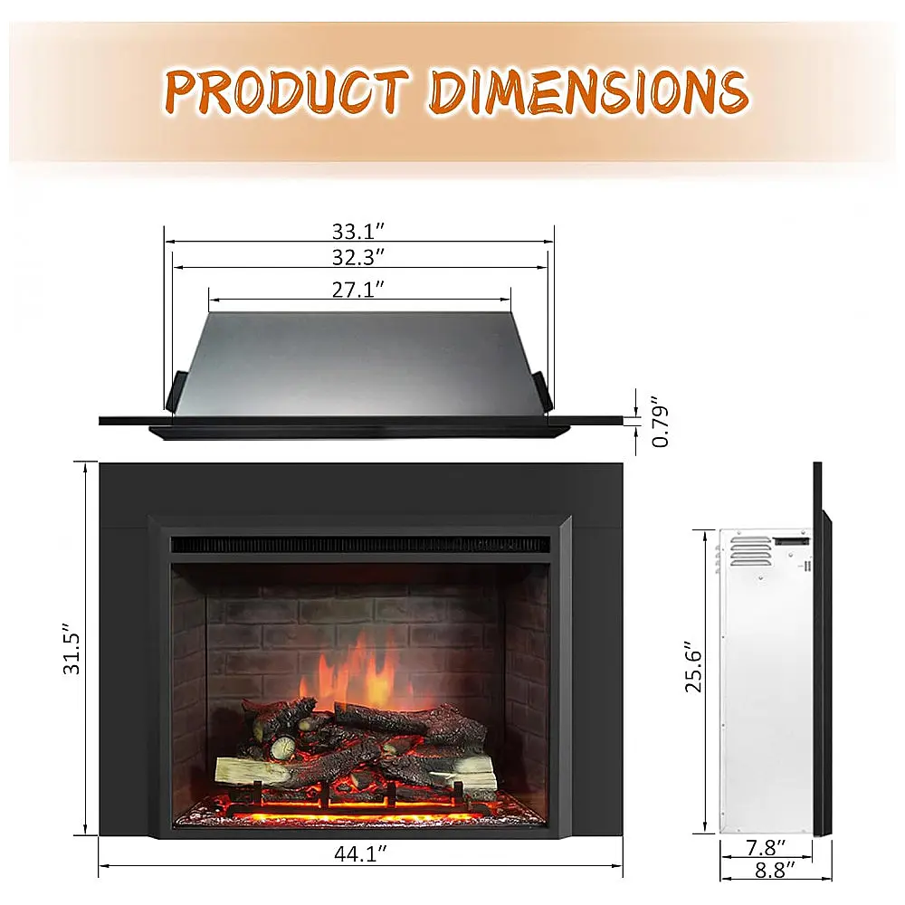 Lareira Elétrica de Embutir PuraFlame Preto Western com Som de Crepitar, Controle Remoto e Aquecedor 750/1500W 110V 112 cm(L)X 80 cm (A) — foto 3