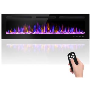 Lareira Elétrica de Embutir A43x152L com Controle Remoto e Temporizador, 110V, BETELNUT, Preta