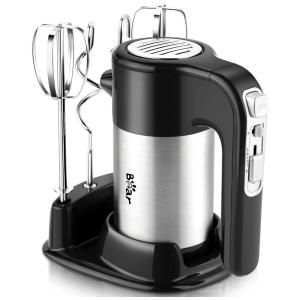 Bear Batedeira de Mão com 5 Velocidades e Acessórios de Aço Inox, 300W, 110v, BAR HM 0002, Preto