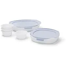 Conjunto Assadeiras de Vidro para Forno, 8 Peças, Rubbermaid, Branca