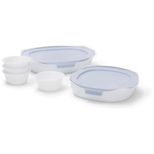 Conjunto Assadeiras de Vidro para Forno, 8 Peças, Rubbermaid, Branca