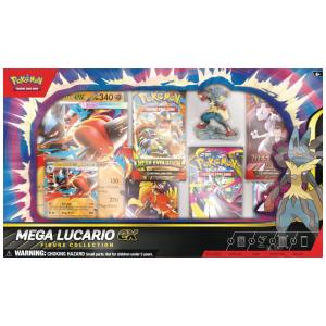 Coleção com miniatura Pokémon TCG Mega Lucario EX Figure Collection The Pokémon Company multicolorida com 5 boosters