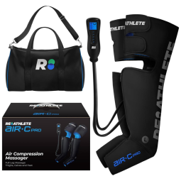 Massageador Elétrico de Compressão para Pernas e Pés com 4 Modos e 3 Intensidades, Bivolt, REATHLETE AIR C PRO, Preto e Azul