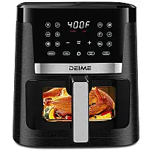 Fritadeira Elétrica Air Fryer 7 Litros com 12 Predefinições e Tela LCD Digital, 110V 1700W, Deime, Preta