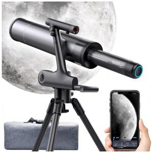 Telescópio Astronômico 1600x com Controle por APP, Wi Fi e Vídeo 4K HD, IVYQXG, Preto