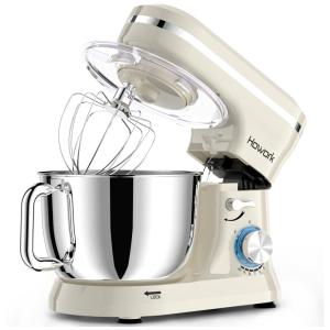 Batedeira Elétrica HOWORK, 10 Velocidades com Tigela de 6,5 litros em Aço Inox, Gancho para Massas e Batedor de Claras