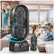 Ventilador de torre pequena para mesa de quarto, ventilador de mesa oscilante recarregável de 10000mAh, duração máxima de 30 horas