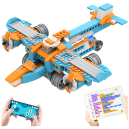 Kit de Construção STEM Programável 10 em 1 com Controle Remoto e Luz LED, Idadade Rec 7 Anos, Apitor