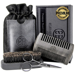 Kit para Barba Profissional Portátil com Cera e Pente, 3 Itens, ECLECTION BOUTIQUE, Preto