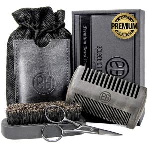 Kit para Barba Profissional Portátil com Cera e Pente, 3 Itens, ECLECTION BOUTIQUE, Preto
