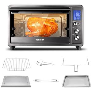Forno Elétrico de Bancada 10 Definições, Aço Inoxidável, Multifuncional, com Visor de LED, 1700W, 110v, TOSHIBA TL1 AC25CZABS, Preto