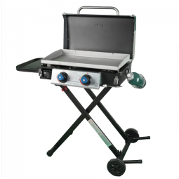 GGC2030M Churrasqueira a Gás com 2 Queimadores e Mesa Lateral em Aço Inoxidável, RAZOR GRIDDLE, Preto