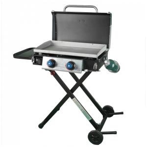 GGC2030M Churrasqueira a Gás com 2 Queimadores e Mesa Lateral em Aço Inoxidável, RAZOR GRIDDLE, Preto
