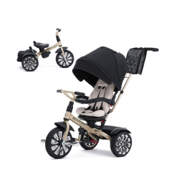 Triciclo Infantil 6 em 1, Oficialmente Projetado pela Bentley com Cobertura e Alça para os Pais, POSH BABY KIDS, Dourado