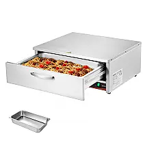 Aquecedor de Gaveta Comercial VEVOR Inox 1 Gaveta 30–85°C Pernas Removíveis 110V