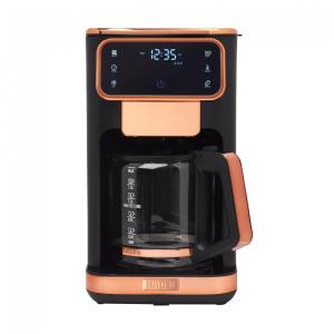 Cafeteira 12 Xícaras para Café Quente ou Gelado com Relógio Programável, 110V 1100W, Haden Dual Brew, Preto e Cobre