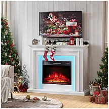 Lareira Elétrica BOSHIRO 111x93cm 1400W Chamas 3D LED Centro Entretenimento 110V