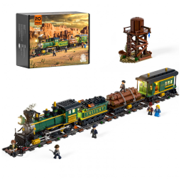 Trem de Carga Velho Oeste Funwhole com iluminação LED 1524 peças locomotiva 4-4-0 escala 1:76