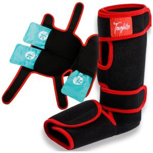 Bota Tornozeleira de Compressão a Gel Terapia Quente e Fria, TOUGHITO, Preta e Vermelha