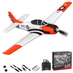 Avião de Controle Remoto com Sistema de Estabilização Xpilot e Acrobáticas, VOLANTEXRC T28 Trojan, Vermelho e Branco