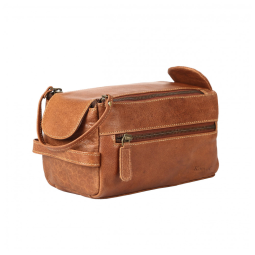 Necessaire Masculina de Couro, KOMALC, Marrom