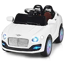 Costzon Carro Elétrico para Crianças, 2 Assentos, Recarregável 6V com Controle Remoto e Luzes, Branco