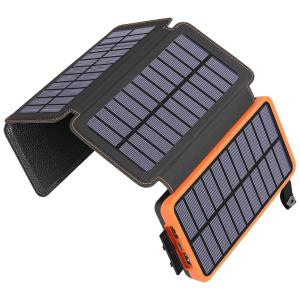 Powerbank Painel Solar Carregador 25000mAh Prova D Água Camping Nautica Viagem, ADDTOP HI S025, Laranja