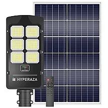 Luminária Solar Externa 15000 Lumens 400W 6000K com Sensor de Movimento, 1 Unidade, HYPERAZA, Preto