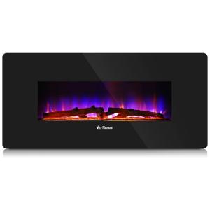 Lareira Elétrica de Embutir A54x106L com Controle Remoto, Temporizador e Chamas Ajustavel, 110V 1400W, TURBRO, Preta