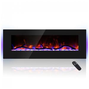Lareira Elétrica de Embutir A45x127L com Controle Remoto, Luz LED e Chama Ajustável com Conexão USB e AUX, 110v, CHEERWAY, Preto