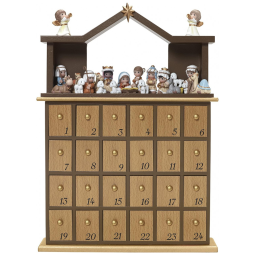 Calendário do Advento da Natividade Precious Moments O Venha Vamos Adorá-Lo 27 Peças, Multicolorido, Marrom, 34,3cm altura x 25