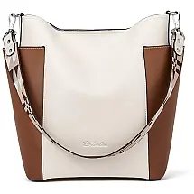 Bolsa Feminina de Ombro em Couro, HOSTANTEN, Marrom Claro