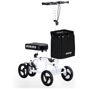 Andador de Joelho Direcionável até 150 kg com Freio Traseiro Duplo e Rodas Antiderrapante, BNEHS, Branco