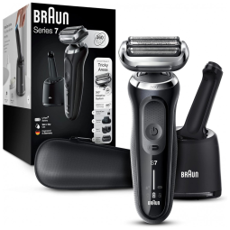 Barbeador Elétrico Masculino Portátil Braun 7085cc com Acessórios e Estojo, Preto