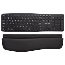 Teclado Ergonômico Sem Fio Recarregável Reduz a Tensão das Mãos, DELUX GM908 Black, Preto