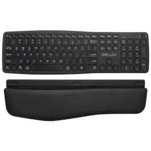 Teclado Ergonômico Sem Fio Recarregável Reduz a Tensão das Mãos, DELUX GM908 Black, Preto