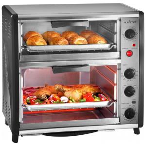 Forno Duplo Elétrico de Bancada 42L com Convecção e Rotisserie 110V 1780 W NutriChef Prata