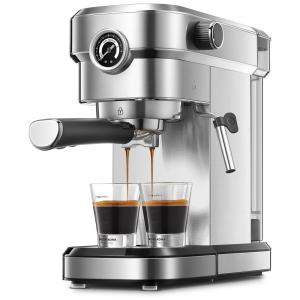 Máquina de Café Expresso Automática 15 Bar FOHERE com Vaporizador Embutido, 110V 1350W Prata