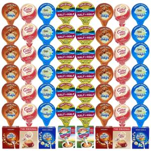 Creme Líquido para Café com 4 Sabores Variados, 100 Unidades, Delight, Land Lakers Half e Nestlé Coffe Matte