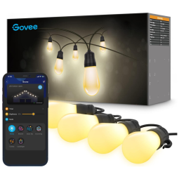 Varal Cordão Luzes de LED Inteligentes 29 Metros para Quintal Branca Quente á Prova d IP65 e Controle de Voz, GOVEE H7013191, Branco