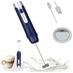 Espumador de Leite Elétrico Zebre com Bateria Recarregável USB e 3 Velocidades, TURIMON BSR030, Azul marinho