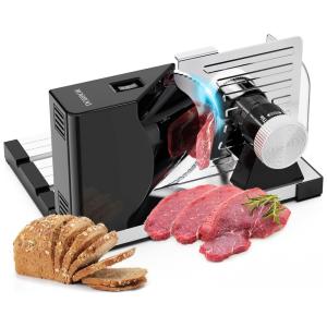 Fatiador de Frios Elétrico, Lâmina de Aço Inoxidável e Espessura Ajustável, 110v, DOBBOR MS 4001, Preto