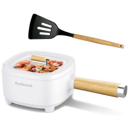 Panela Elétrica Audecook Hot Pot 2L, Frigideira Antiaderente de 8 Polegadas, Cooker Portátil para Ramen, Bife, Arroz Frito, Aveia e Sopa