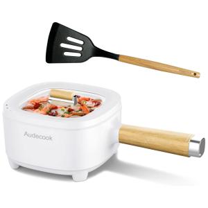 Panela Elétrica Audecook Hot Pot 2L, Frigideira Antiaderente de 8 Polegadas, Cooker Portátil para Ramen, Bife, Arroz Frito, Aveia e Sopa