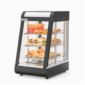 Expositor Aquecedor de Alimentos ROVSUN Preto 3 Níveis 38 cm com Prateleiras Ajustáveis Removíveis LED e Porta de Vidro, 110V.