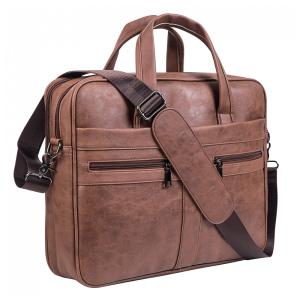 Bolsa, Maleta de Couro Masculina para Laptop, SEYFOCNIA, Marrom Claro