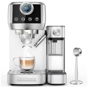 Máquina de Café Expresso 20 BAR com Batedor de Leite Automático e Display LED, 110V 1350W, MAttinata, Prata